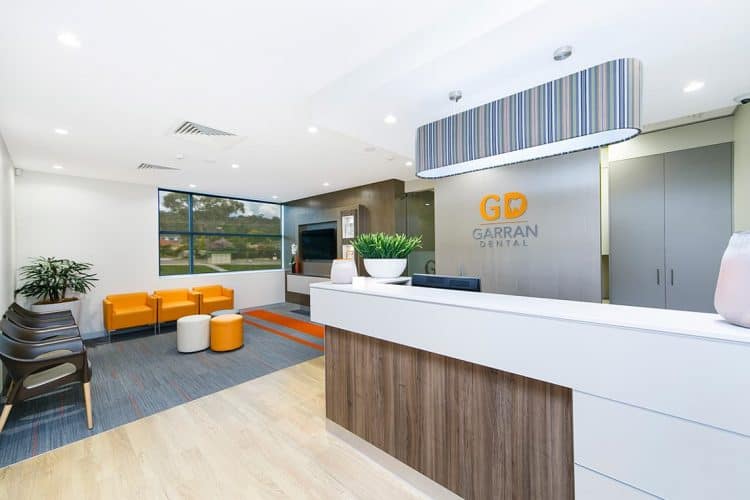 Front desk of garran dental woden