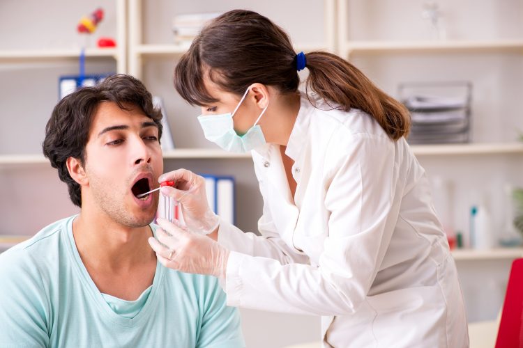 test of saliva in the mouth